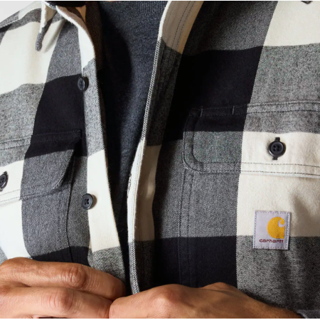 Koszula Flanelowa Carhartt Heavyweight Plaid Shirt - Oat Milk
